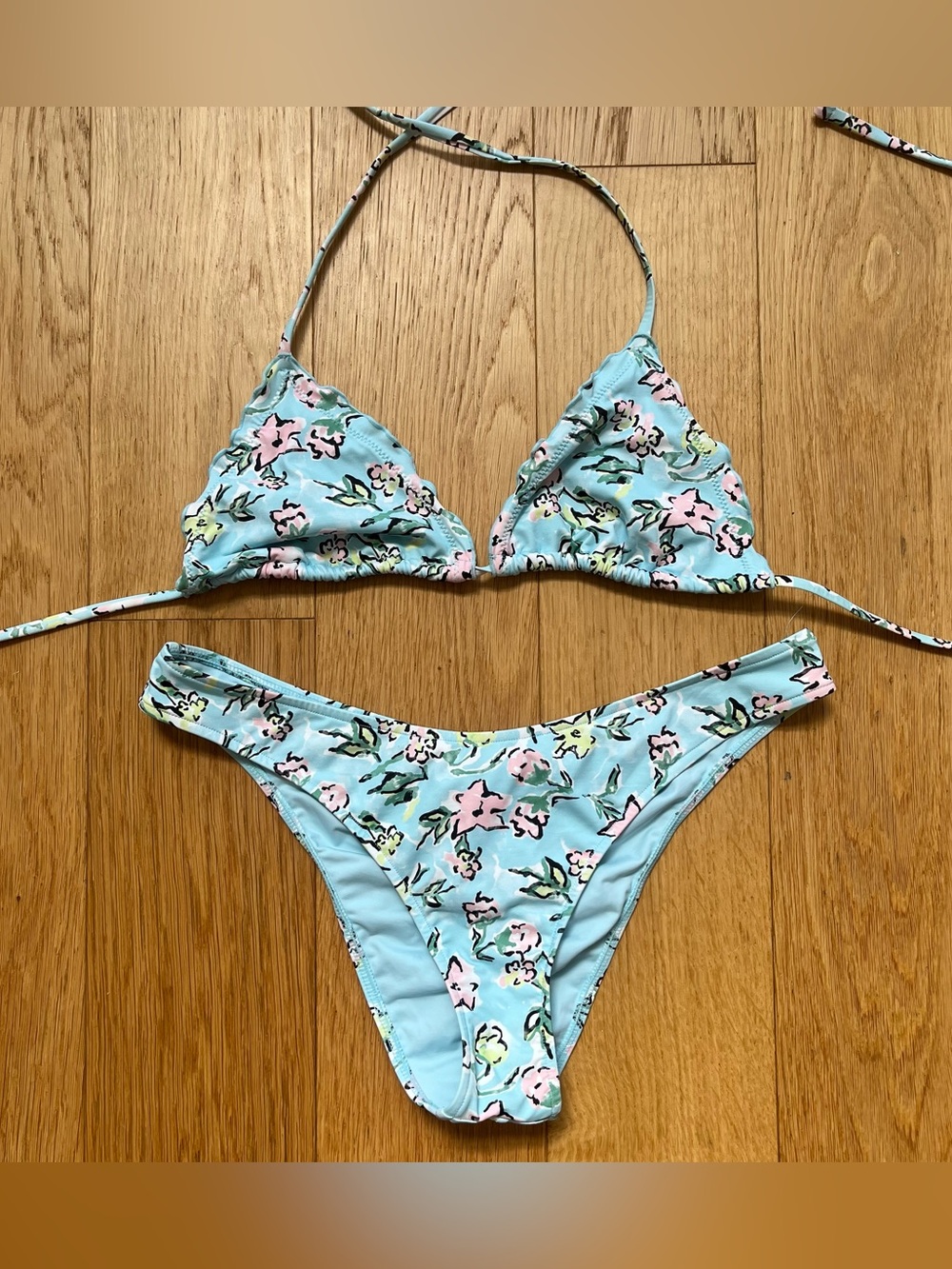 Frankie’s Bikinis Tidal Skimpy Triangle Bikini Top & Khai Cheeky Bikini Bottom